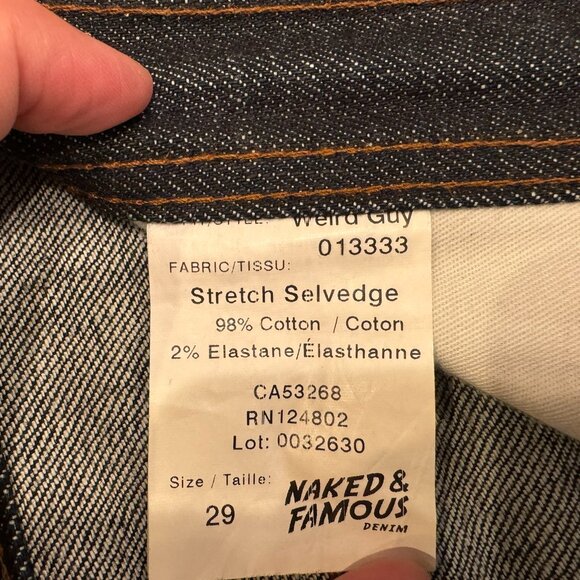 Naked And Famous "Weird Guy" Stretch Selvedge Denim Jeans (Size 29) - Picture 4 of 8